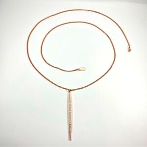 Lisa Freede Rose Gold Tone White Rhinestone Matchstick Pendant Necklace